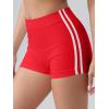 imageOQQ Women Workout Shorts Tummy Control Side Stripes Gym Yoga Seamless Active ShortsRed