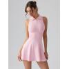 imageOQQ Womens Bodice Dress Sleeveless Zip Flare Aline Mini Dresses 2025 Trendy OutfitsPink Sakura