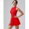imageOQQ Womens Bodice Dress Sleeveless Zip Flare Aline Mini Dresses 2025 Trendy OutfitsRed