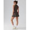 imageOQQ Womens Bodice Dress Sleeveless Zip Flare Aline Mini Dresses 2025 Trendy OutfitsTea Leaf