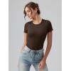 imageOQQ Womens Crew Neck Short Sleeve Bodysuit Ruched Stretch Vacation Basic for Tops Spring ampamp SummerDarkbrown