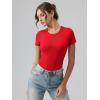 imageOQQ Womens Crew Neck Short Sleeve Bodysuit Ruched Stretch Vacation Basic for Tops Spring ampamp SummerRed