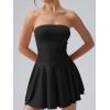 imageOQQ Womens Mini Dress Summer Cocktail Tube Ruched Waist Ruffle Corset Party Aline DressesBlack