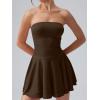 imageOQQ Womens Mini Dress Summer Cocktail Tube Ruched Waist Ruffle Corset Party Aline DressesDarkbrown