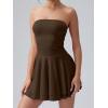 imageOQQ Womens Mini Dress Summer Cocktail Tube Ruched Waist Ruffle Corset Party Aline DressesDarkbrown