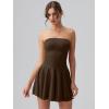 imageOQQ Womens Mini Dress Summer Cocktail Tube Ruched Waist Ruffle Corset Party Aline DressesDarkbrown