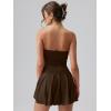 imageOQQ Womens Mini Dress Summer Cocktail Tube Ruched Waist Ruffle Corset Party Aline DressesDarkbrown