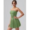 imageOQQ Womens Mini Dress Summer Cocktail Tube Ruched Waist Ruffle Corset Party Aline DressesGreen Bamboo