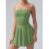 imageOQQ Womens Mini Dress Summer Cocktail Tube Ruched Waist Ruffle Corset Party Aline DressesGreen Bamboo