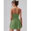 imageOQQ Womens Mini Dress Summer Cocktail Tube Ruched Waist Ruffle Corset Party Aline DressesGreen Bamboo