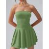 imageOQQ Womens Mini Dress Summer Cocktail Tube Ruched Waist Ruffle Corset Party Aline DressesGreen Bamboo