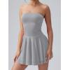 imageOQQ Womens Mini Dress Summer Cocktail Tube Ruched Waist Ruffle Corset Party Aline DressesGrey
