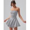 imageOQQ Womens Mini Dress Summer Cocktail Tube Ruched Waist Ruffle Corset Party Aline DressesGrey