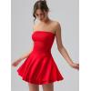 imageOQQ Womens Mini Dress Summer Cocktail Tube Ruched Waist Ruffle Corset Party Aline DressesRed