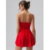imageOQQ Womens Mini Dress Summer Cocktail Tube Ruched Waist Ruffle Corset Party Aline DressesRed