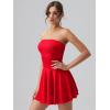 imageOQQ Womens Mini Dress Summer Cocktail Tube Ruched Waist Ruffle Corset Party Aline DressesRed