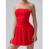 imageOQQ Womens Mini Dress Summer Cocktail Tube Ruched Waist Ruffle Corset Party Aline DressesRed