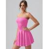 imageOQQ Womens Mini Dress Summer Cocktail Tube Ruched Waist Ruffle Corset Party Aline DressesRose