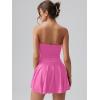 imageOQQ Womens Mini Dress Summer Cocktail Tube Ruched Waist Ruffle Corset Party Aline DressesRose