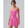 imageOQQ Womens Mini Dress Summer Cocktail Tube Ruched Waist Ruffle Corset Party Aline DressesRose