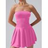 imageOQQ Womens Mini Dress Summer Cocktail Tube Ruched Waist Ruffle Corset Party Aline DressesRose
