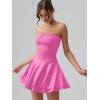 imageOQQ Womens Mini Dress Summer Cocktail Tube Ruched Waist Ruffle Corset Party Aline DressesRose