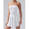 imageOQQ Womens Mini Dress Summer Cocktail Tube Ruched Waist Ruffle Corset Party Aline DressesWhite