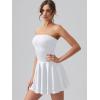 imageOQQ Womens Mini Dress Summer Cocktail Tube Ruched Waist Ruffle Corset Party Aline DressesWhite