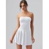 imageOQQ Womens Mini Dress Summer Cocktail Tube Ruched Waist Ruffle Corset Party Aline DressesWhite