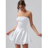 imageOQQ Womens Mini Dress Summer Cocktail Tube Ruched Waist Ruffle Corset Party Aline DressesWhite