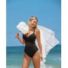 imageOQQ Womens One Piece Swimsuits Hollow Out High Waisted Bathing Suit Mesh Splice 1 Piece SwimwearBlack
