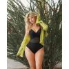 imageOQQ Womens One Piece Swimsuits Hollow Out High Waisted Bathing Suit Mesh Splice 1 Piece SwimwearBlack