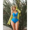 imageOQQ Womens One Piece Swimsuits Hollow Out High Waisted Bathing Suit Mesh Splice 1 Piece SwimwearBlue