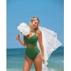 imageOQQ Womens One Piece Swimsuits Hollow Out High Waisted Bathing Suit Mesh Splice 1 Piece SwimwearGreen