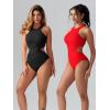 imageOQQ Womens One Piece Swimsuits Tummy Control High Waisted Cross Bathing Suit Wrap Tie Back 1 Piece SwimwearBlack
