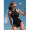 imageOQQ Womens One Piece Swimsuits Tummy Control High Waisted Cross Bathing Suit Wrap Tie Back 1 Piece SwimwearBlack