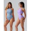 imageOQQ Womens One Piece Swimsuits Tummy Control High Waisted Cross Bathing Suit Wrap Tie Back 1 Piece SwimwearLavender
