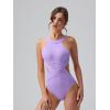 imageOQQ Womens One Piece Swimsuits Tummy Control High Waisted Cross Bathing Suit Wrap Tie Back 1 Piece SwimwearLavender