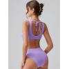 imageOQQ Womens One Piece Swimsuits Tummy Control High Waisted Cross Bathing Suit Wrap Tie Back 1 Piece SwimwearLavender
