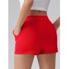 imageOQQ Womens Shorts High Waist with Deep Pockets Athletic Workout Casual 2025 Summer Trendy Red