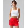 imageOQQ Womens Shorts High Waist with Deep Pockets Athletic Workout Casual 2025 Summer Trendy Red