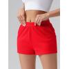 imageOQQ Womens Shorts High Waist with Deep Pockets Athletic Workout Casual 2025 Summer Trendy Red