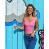 imageOQQ Womens Sports Bra Padded with Medium Support Tank Tops Tee ShirtsPink
