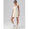imageOQQ Womens Square Neck Aline Dress Sleeveless Tank Top Stretch Flare Mini DressesBeige