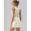 imageOQQ Womens Square Neck Aline Dress Sleeveless Tank Top Stretch Flare Mini DressesBeige