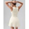 imageOQQ Womens Square Neck Aline Dress Sleeveless Tank Top Stretch Flare Mini DressesBeige