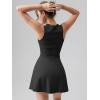 imageOQQ Womens Square Neck Aline Dress Sleeveless Tank Top Stretch Flare Mini DressesBlack