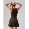imageOQQ Womens Square Neck Aline Dress Sleeveless Tank Top Stretch Flare Mini DressesDarkbrown