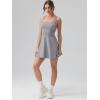 imageOQQ Womens Square Neck Aline Dress Sleeveless Tank Top Stretch Flare Mini DressesGrey