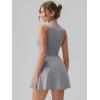 imageOQQ Womens Square Neck Aline Dress Sleeveless Tank Top Stretch Flare Mini DressesGrey